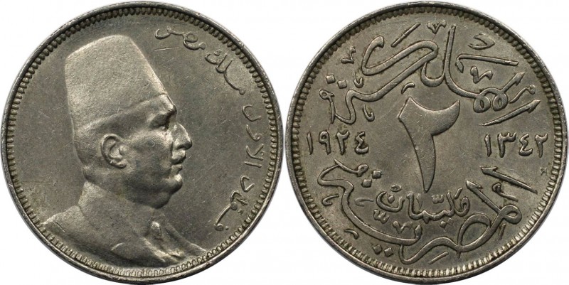 2 Milliemes 1924 
Weltmünzen und Medaillen, Ägypten / Egypt. Fuad I. 2 Millieme...