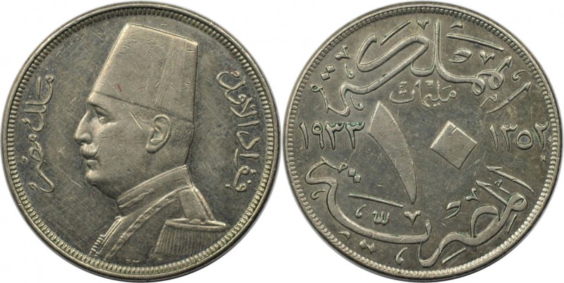 10 Milliemes 1933 
Weltmünzen und Medaillen, Ägypten / Egypt. Fuad I. 10 Millie...