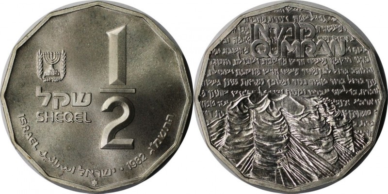 ½ Sheqel 1982 
Weltmünzen und Medaille, Israel. Historische Stätten - Qumran. ½...