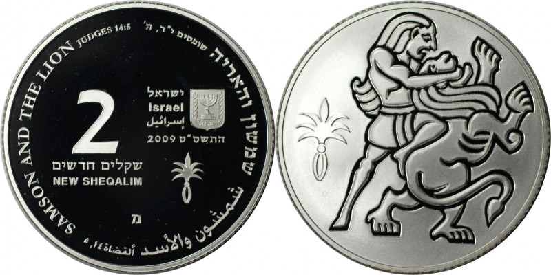 2 New Sheqalim 2009 
Weltmünzen und Medaillen, Israel. Samson und der Löwe. 2 N...