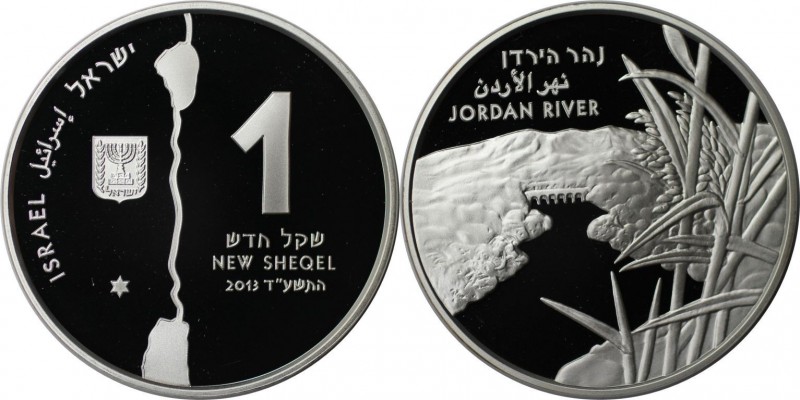 1 New Sheqel 2013 
Weltmünzen und Medaillen, Israel. Fluß Jordan - Verbindung S...