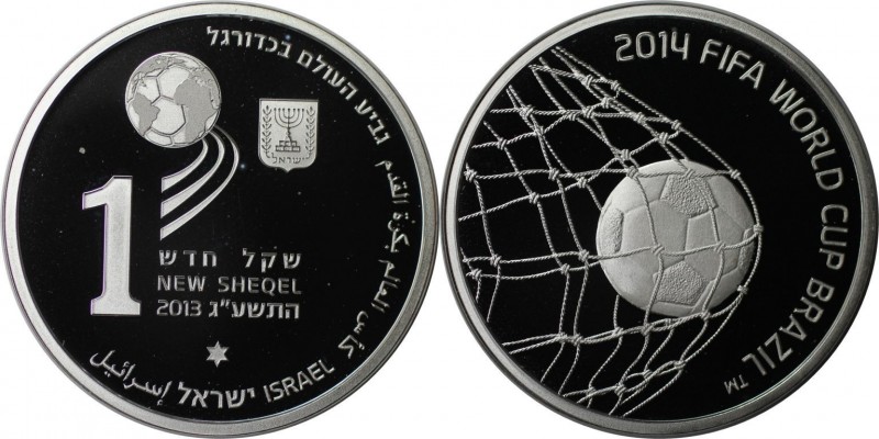 1 New Sheqel 2013 
Weltmünzen und Medaillen, Israel. Fußball WM Brasilien. 1 Ne...