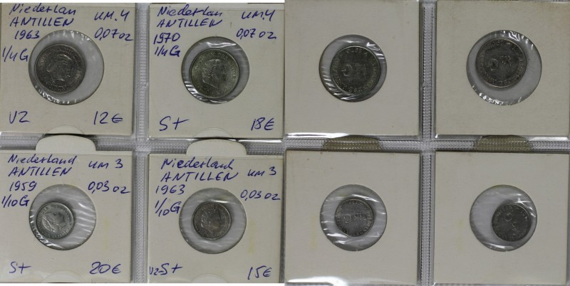 Lot von 4 Münzen 1959 - 1970 
Weltmünzen und Medaillen, Niederländische Antille...