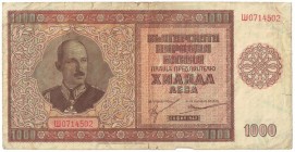 1000 Leva 1942 
Banknoten, Bulgarien / Bulgaria. 1000 Leva 1942. Pick 61. III