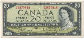 20 Dollars 1954 
Banknoten, Kanada / Canada. 20 Dollars 1954. Pick 80b. II