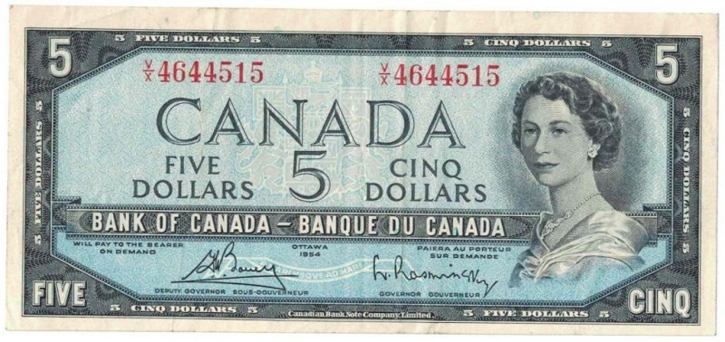 5 Dollars 1954 
Banknoten, Kanada / Canada. 5 Dollars 1954. Pick 77c. II