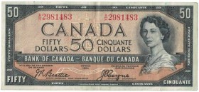 50 Dollars 1954 
Banknoten, Kanada / Canada. 50 Dollars 1954. Pick 81a. II