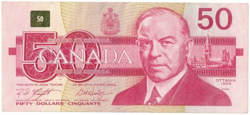 50 Dollars 1988 
Banknoten, Kanada / Canada. 50 Dollars 1988. Pick 98d. I