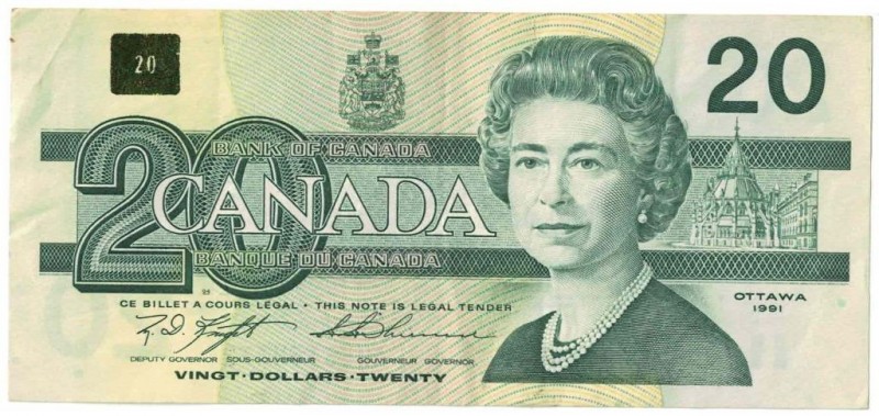 20 Dollars 1991 
Banknoten, Kanada / Canada. 20 Dollars 1991. Pick 97c. II