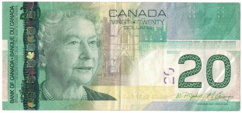 20 Dollars 2008 
Banknoten, Kanada / Canada. 20 Dollars 2008. Pick 103e. II