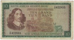 10 Rand 1966 
Banknoten, Südafrika / South Africa. 10 Rand 1966. Erste Zeilen mit Bankname und Wert in Englisch. Pick 113a. III
