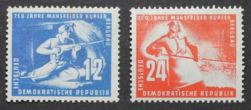 12 Pf, 24 Pf 1950 
Briefmarken / Postmarken, Deutschland / Germany. DDR. 750 Ja...