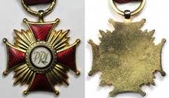 Verdienstkreuz 1944 
Orden und Medaillen, Europa / Europe, Polen / Poland. Verdienstkreuz, Verliehen nach 1944. Strahlendes Kreuz mit roter Emaille, ...
