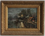 Ölgemälde 
Kunst und Antiquitäten / Art and antiques. Ölgemälde. Nachtlandschaft. (Ilse Schubert 3.10.1900). Maße Gemälde: 30 x 41 cm. Maße mit Rahme...