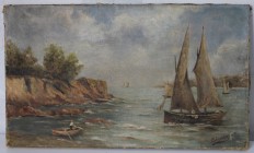 Ölgemälde 
Kunst und Antiquitäten / Art and antiques, Ölgemälde. Fischer auf See. Maße Gemälde: 46 x 28 cm. Öl auf Leinwand. Ungerahmt
