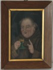 Porträt 
Kunst und Antiquitäten / Art and antiques. Porträt. Mönch mit Weinglas. Signatur oben rechts. Maße Gemälde: 21 x 14 cm. Maße mit Rahmen: 28 ...