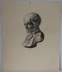 Grafiken 
Kunst und Antiquitäten / Art and antiques. Grafiken. Frankreich. Büste unter Signatur und Datum 1841. 38 x 32 cm. Papiert. Ungerahmt