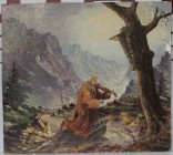 Ölgemälde 
Kunst und Antiquitäten / Art and antiques. Ölgemälde. Geiger in den Bergen. Öl auf Karton. 78 cm x 70 cm. Ungerahmt