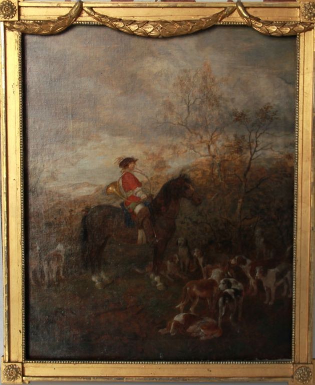 Ölgemälde 
Kunst und Antiquitäten / Art and antiques. Ölgemälde "Jäger von Hund...