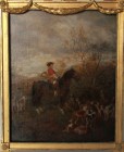 Ölgemälde 
Kunst und Antiquitäten / Art and antiques. Ölgemälde "Jäger von Hunden umgeben". England 1800-1899 Jahr. Maße Gemälde: 63,5 x 70,5 cm. Maß...