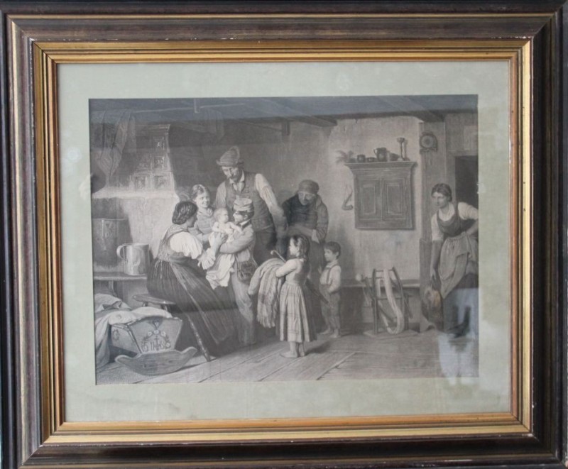 Gravüre 
Kunst und Antiquitäten / Art and antiques. Gravüre "Bayerische Familie...