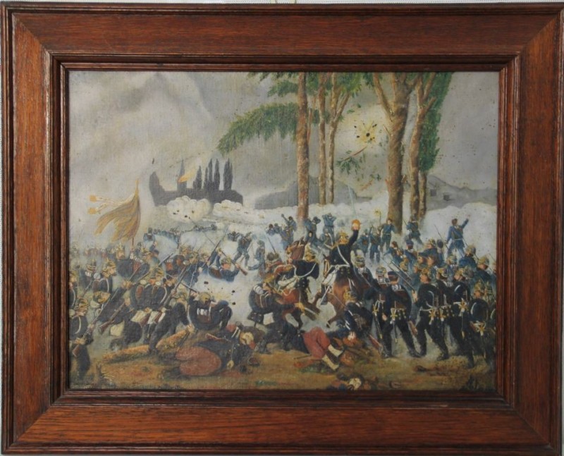 Ölgemälde 
Kunst und Antiquitäten / Art and antiques. Ölgemälde. Kampfszene (Re...