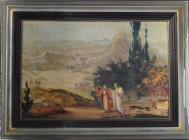 Ölgemälde 
Kunst und Antiquitäten / Art and antiques. Friedrich Wegert. Ölgemälde "Jesus erscheint den Jüngern auf dem Weg nach Emmaus", um 1920, unt...