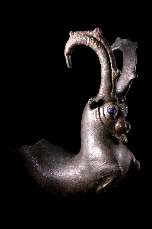 Achaemenid Bronze Ibex Rhyton, c. 5th-4th century BC (13.5cm). Drinking horn end...