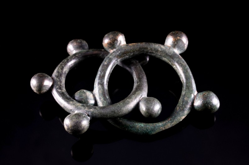 Pair of Celtic Bronze Rings - "Proto Money" with globular projections, c. 2nd ce...