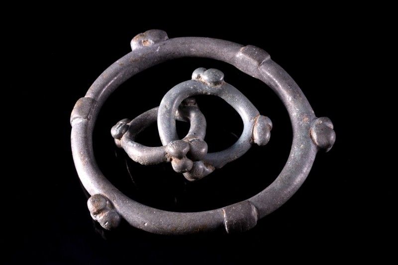 Lot of 3 Celtic Bronze Rings - "Proto Money" with globular projections, c. 2nd c...