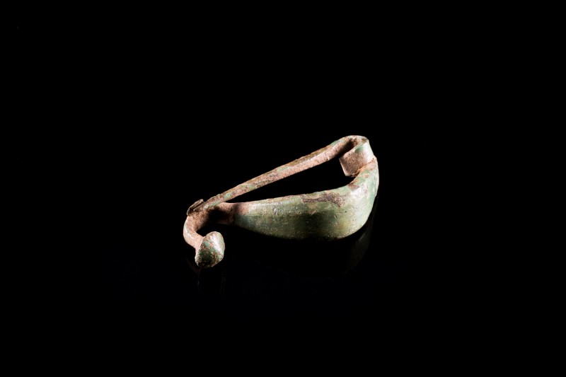 Greek Bronze Dolphin Fibula, c. 5th-4th century BC (2.7cm). Toga fabric brooch. ...