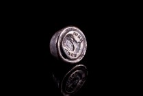 Roman Silver Seal, c. 3rd century AD (9mm, 2.40g). Bare head left; legend around. Excellent preservation.