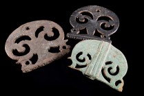 Lot of 3 Roman Bronze Openwork Buckles, c. 3rd century AD (4.8-5.4cm). Green patina, one slightly chipped.