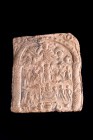 Danube Region, Lead Mysterious Rectangular Plaquette, c. 3rd-4th century AD (9.2x7.8cm). Sol in spread quadriga flies over numerous characters from Gr...
