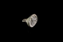 Roman Bronze Pendant Stamp Seal (13mm, 4.39g). Green patina, intact.