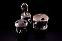 Lot of 3 Medieval Bronze Weights. c. 13th-15 century. Only one with sospension loop.