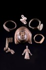 Lot of 7 objects, including two Medieval Bronze Finger Rings, one Roman Finger Ring, one Roman Bronze Theatre Mask, one Byzantine Bronze Key and 2 wit...
