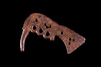 Bronze Viking Decorated Fire Starter, c. 9th-10 th century (7-2.3cm). Very rare. Dark patina, minor scratches, otherwise intact.
