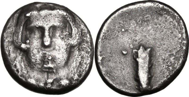 Greek Italy. Etruria, Populonia. AR 20-Asses, c. 300-250 BC. D/ Facing head of H...