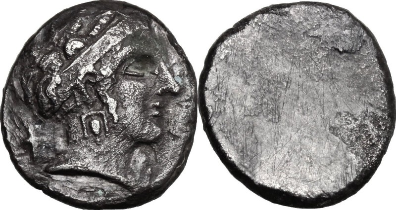 Greek Italy. Etruria, Populonia. AR 10-Asses, c. 300-250 BC. D/ Female head righ...