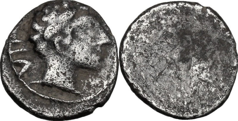 Greek Italy. Etruria, Populonia. AR 2.5-Asses, 3rd century BC. D/ Male head righ...