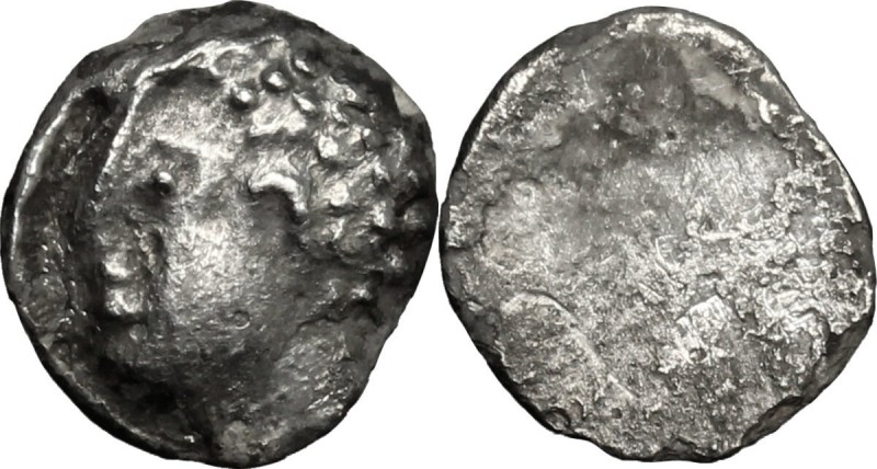 Greek Italy. Etruria, Populonia. AR As (Libella), 3rd century BC. D/ Male head l...