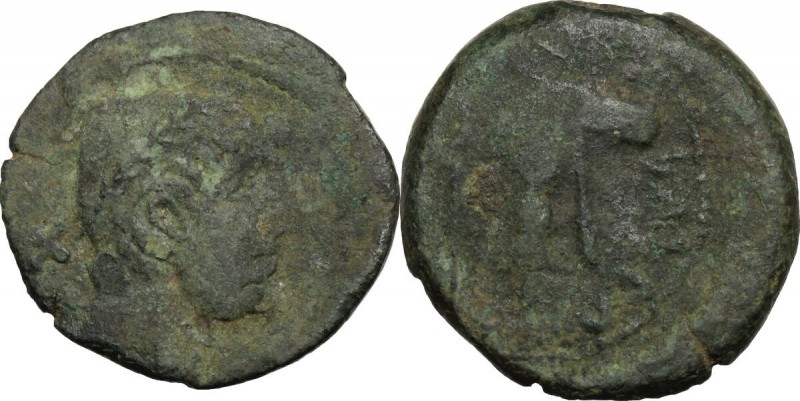 Greek Italy. Etruria, Populonia. AE Triens of 10-Units, late 3rd century BC. D/ ...