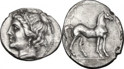 Bruttium, Carthaginians in South-West Italy. AR Quarter Shekel, c. 215-205 BC. Second Punic War issue