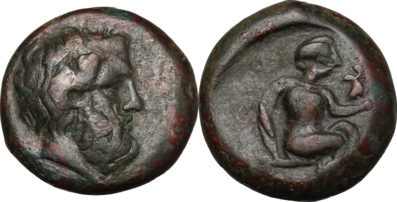 Sicily. Petra. AE Litra, c. 354-344 BC. D/ [ΠETPINΩN]. Head of Zeus Eleutherios ...