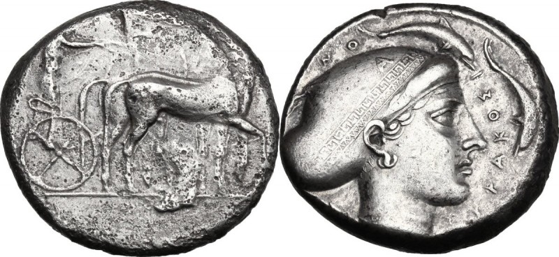 Sicily. Syracuse.&nbsp;Second Democracy, c. 420 BC. AR Tetradrachm, signed by un...