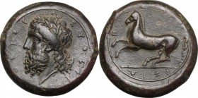 Syracuse.  Timoleon and the Third Democracy (344-317 BC).. AE Dilitron. Timoleon Symmachy coinage, 2nd series, c. 339-334 BC
