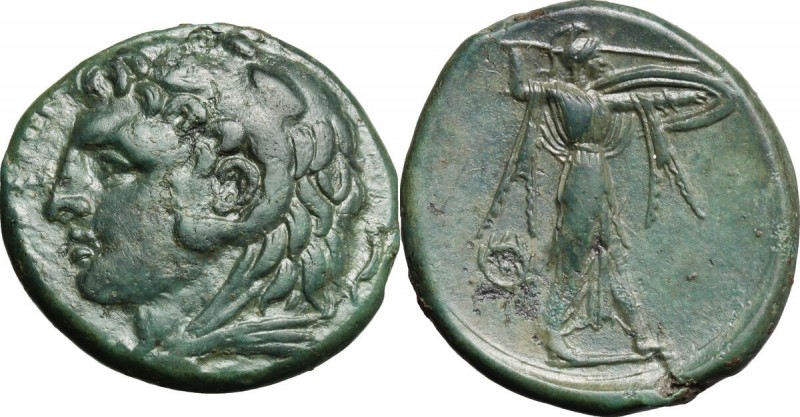 Sicily. Syracuse. Pyrrhos (278-276 BC). AE 22 mm. D/ [ΣIPAK]OΣIΩN. Head of youth...