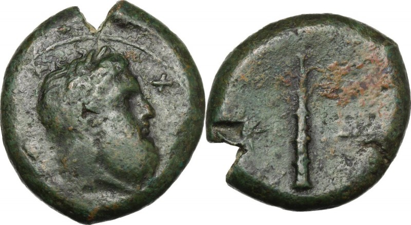 Sicily. Mercenaries (?), uncertain mint. AE 23 mm. D/ Laureate head of Zeus righ...