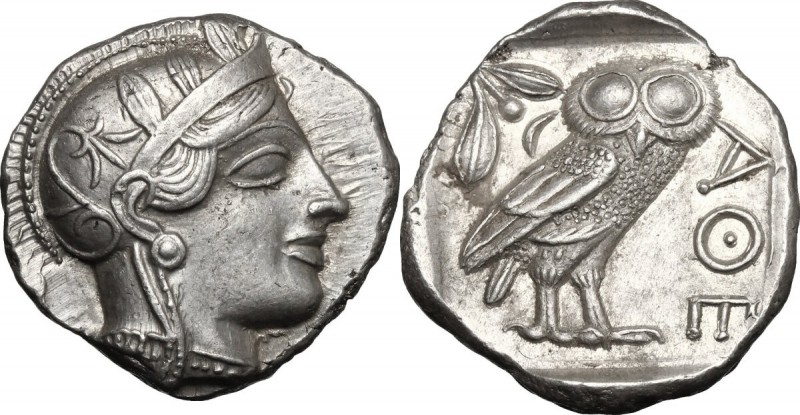 Continental Greece. Attica, Athens. AR Tetradrachm, 479-393 BC. D/ Head of Athen...
